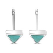 6pairs, Turquoise Triangle Silver Stud Earrings - e348